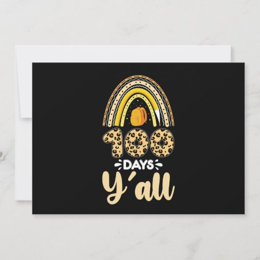 100日Y'all 100th Day Of School Leopard 招待状 (正面)