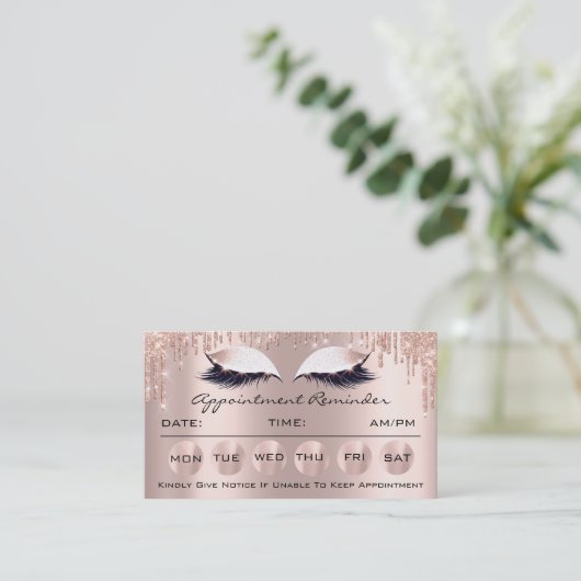 100枚のアポイントメントリマインダーカードのメイクアップラッシュドリップ 名刺 (スタンド正面)