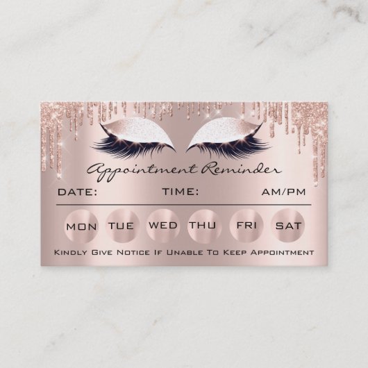 100枚のアポイントメントリマインダーカードのメイクアップラッシュドリップ 名刺 (正面)