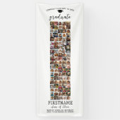 100枚の写真コラージュ 卒業式 現代的 ミニマル 白 横断幕 (縦)