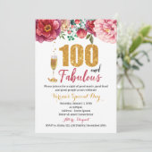 100歳おめでとう！女性のためのバースデー招待状 招待状 (スタンド正面)