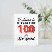 100歳おもしろいの誕生日デザイン ポストカード (スタンド正面)