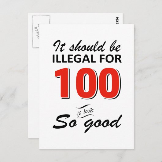 100歳おもしろいの誕生日デザイン ポストカード (正面/裏面)