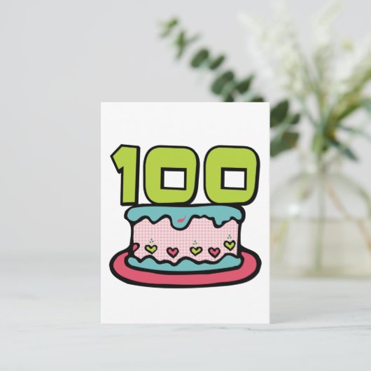 100歳お誕生日ケーキ ポストカード (スタンド正面)