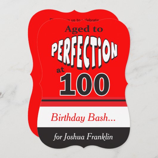 100歳で完成 |第100誕生日 招待状 (正面/裏面)