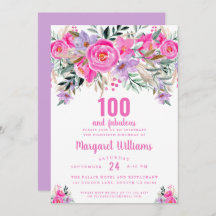 100歳と素晴らしい紫のピンク100歳の誕生日