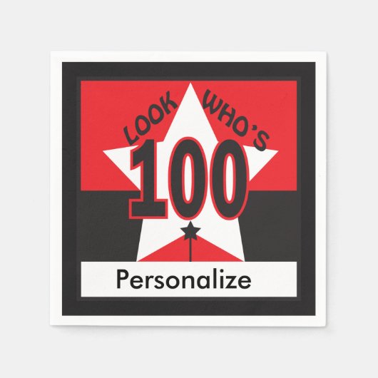 100歳の人を見る |第100誕生日 スタンダードカクテルナプキン (正面)