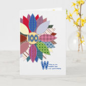 100歳の姉の誕生日、ステッチされた花 カード (黄色い花)