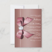 100歳の宝石のようなおめでたい弓とリボンの誕生日 招待状 (正面)