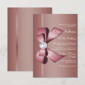 100歳の宝石のようなおめでたい弓とリボンの誕生日 招待状 (正面/裏面)