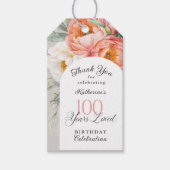 100歳の愛を込めたフェミナインフラワーテーマの100歳誕生日 ギフトタグ (正面)