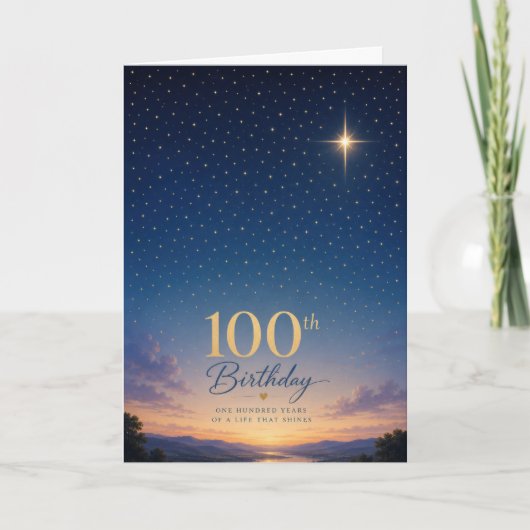 100歳の星のお誕生日 カード (正面)