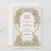100歳の誕生日おめでとう　アール・ヌーヴォー　ウィリアム・モリス 招待状 (正面)