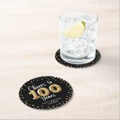 100歳の誕生日おめでとう 黒金 ラウンドペーパーコースター (インサイチュ)