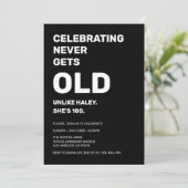 100歳の誕生日おめでとう Funny 招待状 (スタンド正面)