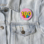 100歳の誕生日お祝いレインボーピンバッジ 缶バッジ (インサイチュ)