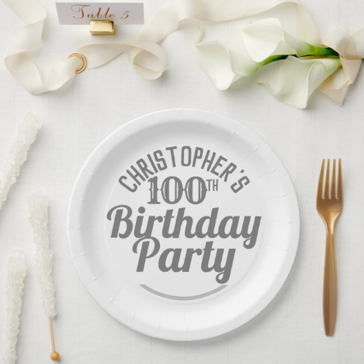 100歳の誕生日お祝い紙皿 ペーパープレート (ウェディング)