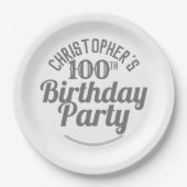 100歳の誕生日お祝い紙皿 ペーパープレート (正面)