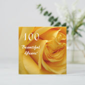 100歳の誕生日お祝い - 深い黄色のバラ 招待状 (スタンド正面)