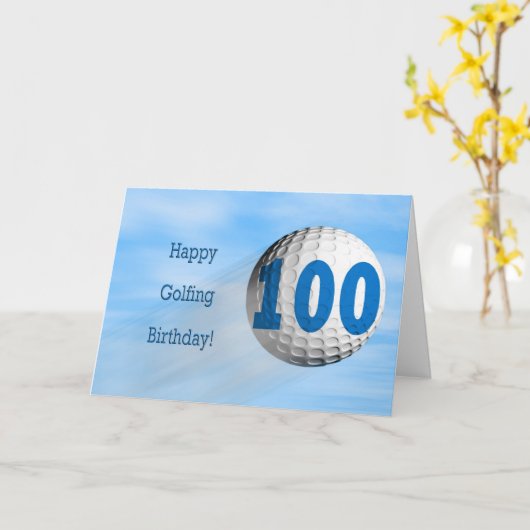 100歳の誕生日のゴルフカード カード (黄色い花)