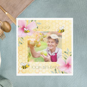 100歳の誕生日の写真ハッピーバンブルハチ スタンダードカクテルナプキン