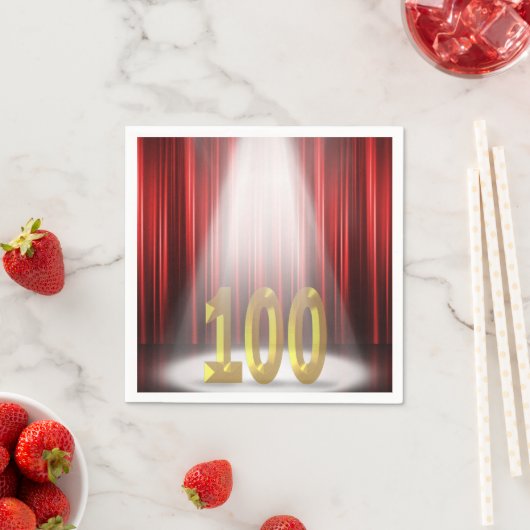 100歳の誕生日をスポットライトでステージ スタンダードカクテルナプキン (インサイチュ)