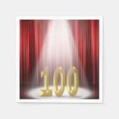100歳の誕生日をスポットライトでステージ スタンダードカクテルナプキン (正面)