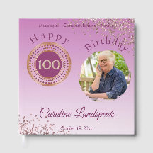 100歳の誕生日を祝うローズゴールドラメのフォトギフト