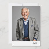 100歳の誕生日を迎えた男性のためのスタイリッシュな写真モノグラム 招待状 (裏面)