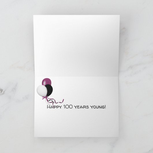 100歳の誕生日を迎える白熱［赤熱］光を放つ長大照明 カード (内部)