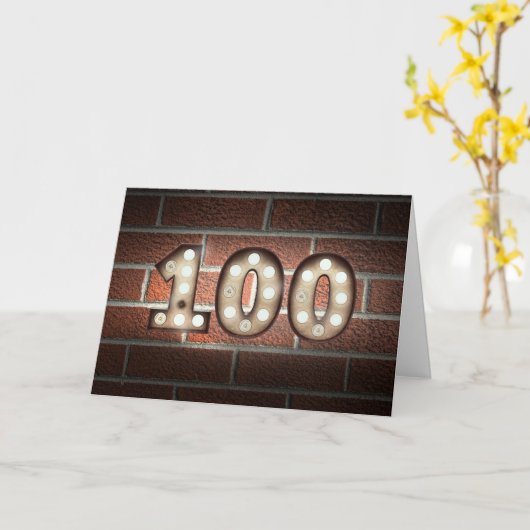 100歳の誕生日を迎える白熱［赤熱］光を放つ長大照明 カード (黄色い花)