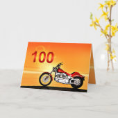 100歳の誕生日オートバイの夕日 カード (黄色い花)