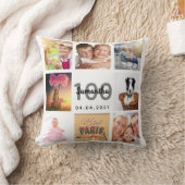 100歳の誕生日カスタム写真コラージュ女性ホワイト クッション (ブランケット)