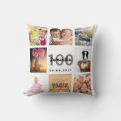 100歳の誕生日カスタム写真コラージュ女性ホワイト クッション (正面)