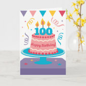 100歳の誕生日ケーキ: カスタマイズ可能！ カード (黄色い花)
