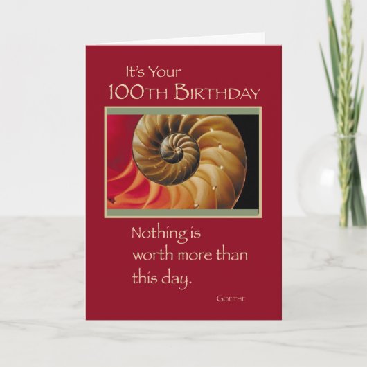 100歳の誕生日シェルレッド カード (正面)