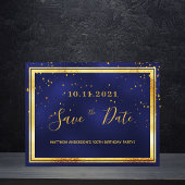 100歳の誕生日ダークブルーの金ゴールドは日付を保存 ポストカード