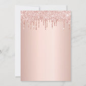 100歳の誕生日バラ金ゴールドグリッターはピンクのガラスを乾燥 招待状 (裏面)