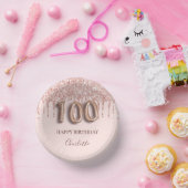 100歳の誕生日バラ金ゴールドグリッターはピンク色に乾く ペーパーボウル (パーティー)