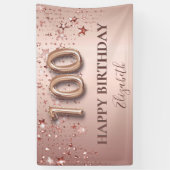 100歳の誕生日バラ金ゴールドピンク星バルーンスクリプト 横断幕 (縦)