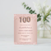 100歳の誕生日バラ金ゴールドピンク ポストカード (スタンド正面)