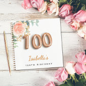 100歳の誕生日バラ金ゴールドユーカリのゲストブック ノートブック