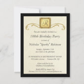100歳の誕生日パーティエレガントー写真招待状 招待状 (裏面)