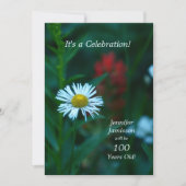 100歳の誕生日パーティホワイトフラワー 招待状 (正面)