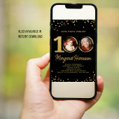 100歳の誕生日パーティーのゴールドグリッターコンフェッティ写真 招待状