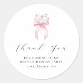 100歳の誕生日パーティーブウカスタムウお願い ラウンドシール (正面)