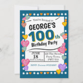 100歳の誕生日パーティー100歳お祝い 招待状 (正面)