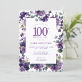 100歳の誕生日パーティー スミレの花 招待状 (スタンド正面)