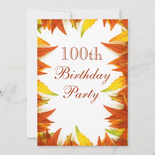 100歳の誕生日パーティー 紅葉 招待状 (正面)