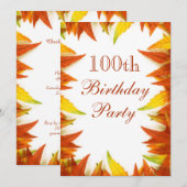 100歳の誕生日パーティー 紅葉 招待状 (正面/裏面)